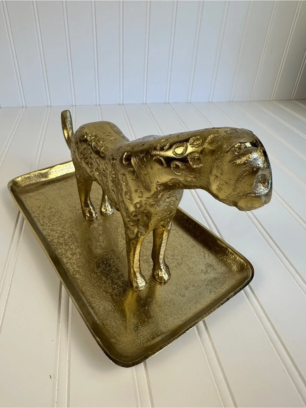 Gold Leopard Jewelry Tray - Decorative Metal Catchall